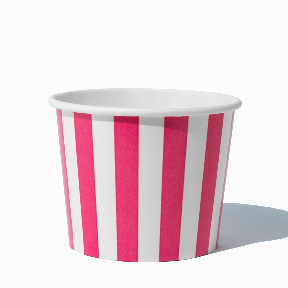 12 oz Pink Striped double-poly heavy-duty paper soup bowl for restaurants