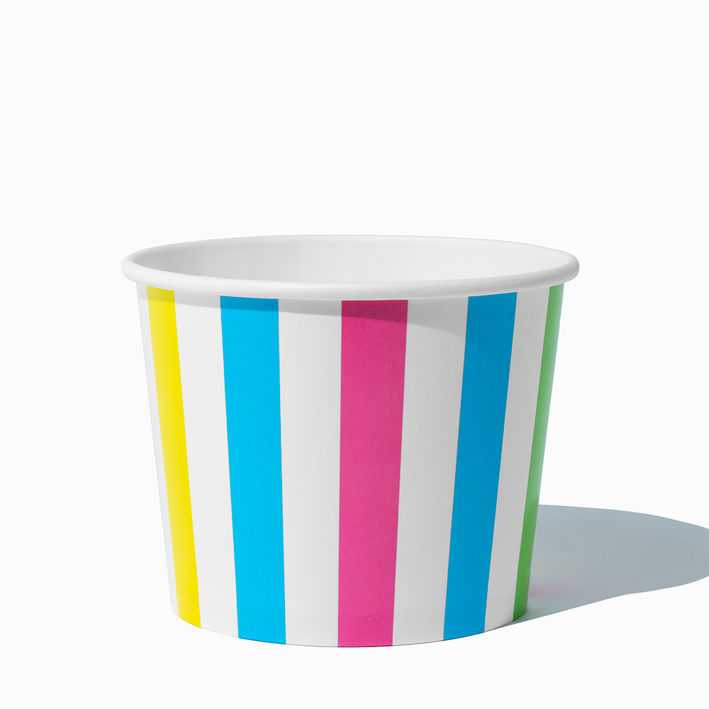 12 oz Rainbow Striped double-poly heavy-duty paper soup bowl for restaurants