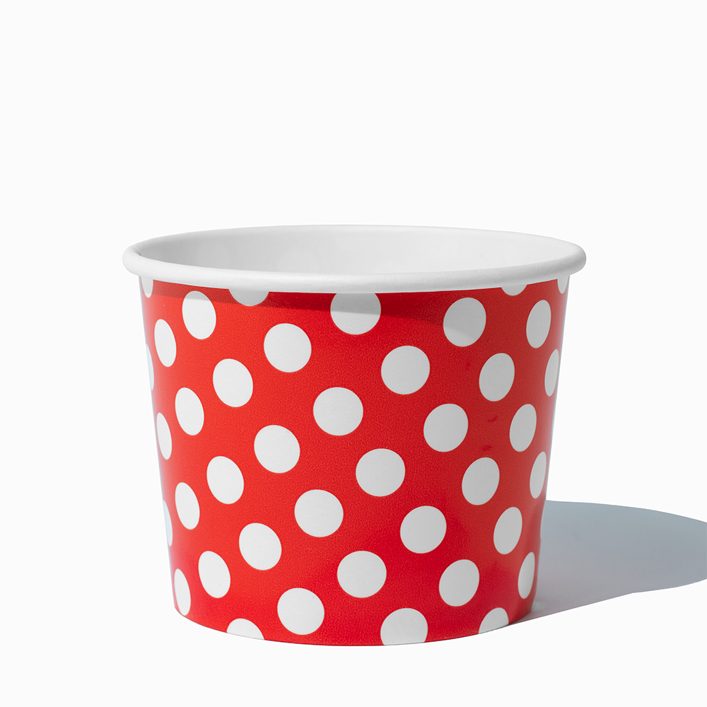 12 oz Red Polka Dot double-poly heavy-duty paper soup bowl for restaurants
