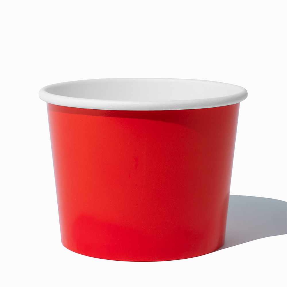 16 oz Red double-poly bulk paper pint container for hot soup and takeout