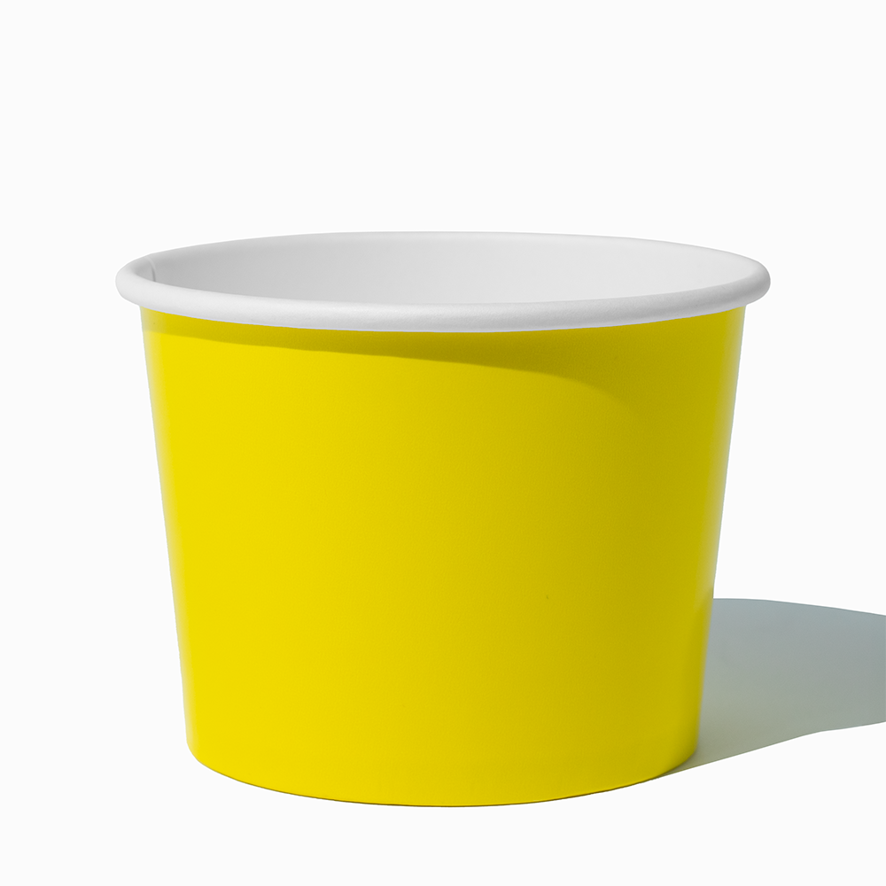 16 oz Yellow double-poly bulk paper pint container for hot soup and takeout