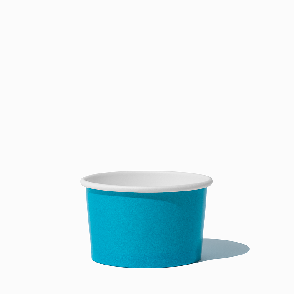 3 oz Blue double poly paper cup for ice cream samples and food tasting.