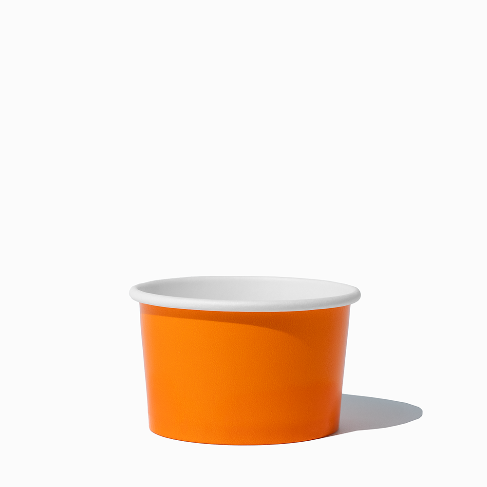 4 oz Orange disposable paper ice cream cups for parties and dessert shops