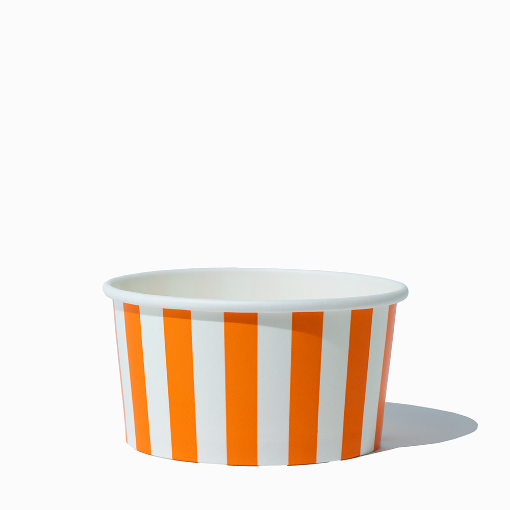 6 oz Orange Striped paper ice cream bowls for frozen yogurt and sundaes