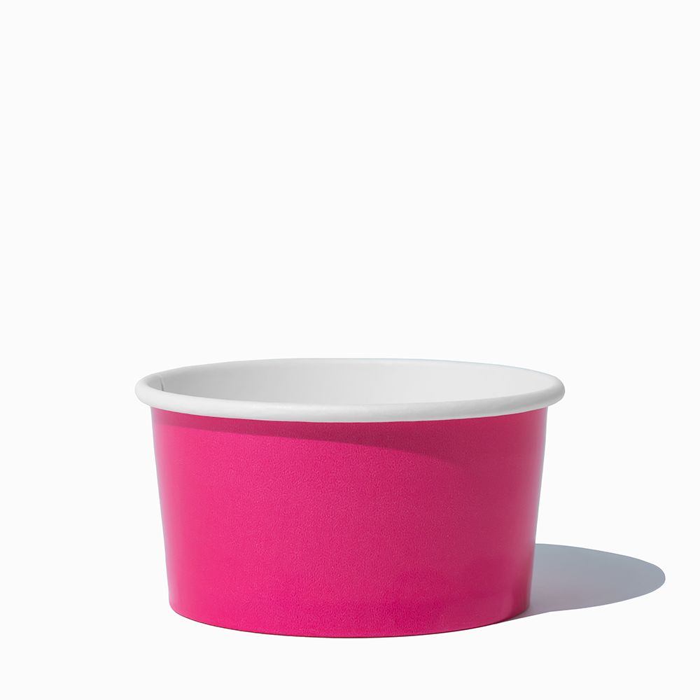 6 oz Pink paper ice cream bowls for frozen yogurt and sundaes
