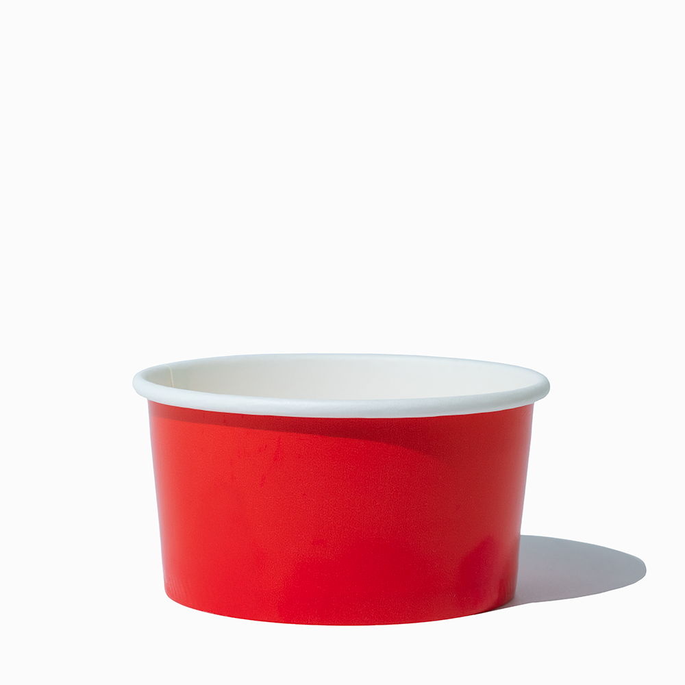6 oz Red paper ice cream bowls for frozen yogurt and sundaes