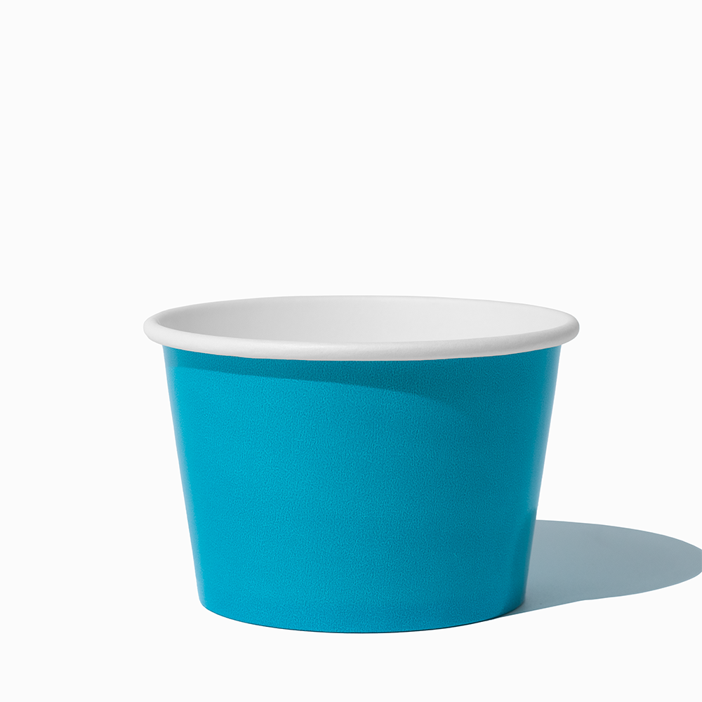 8 oz Blue bulk paper ice cream containers for shops and cafes