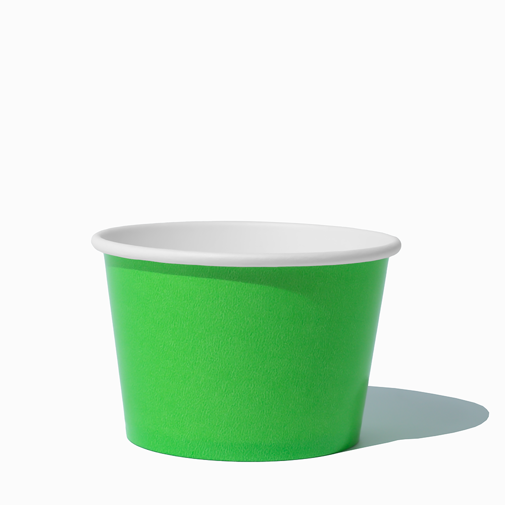 8 oz Green bulk paper ice cream containers for shops and cafes