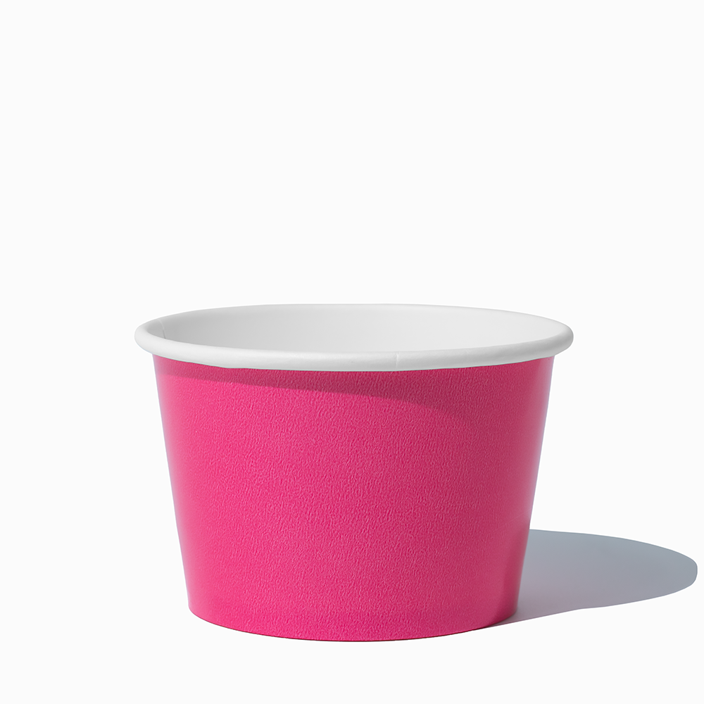 8 oz Pink bulk paper ice cream containers for shops and cafes