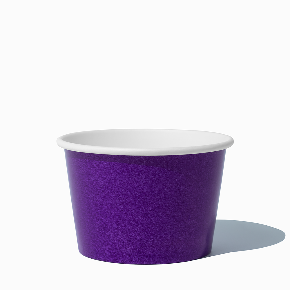 8 oz Purple bulk paper ice cream containers for shops and cafes