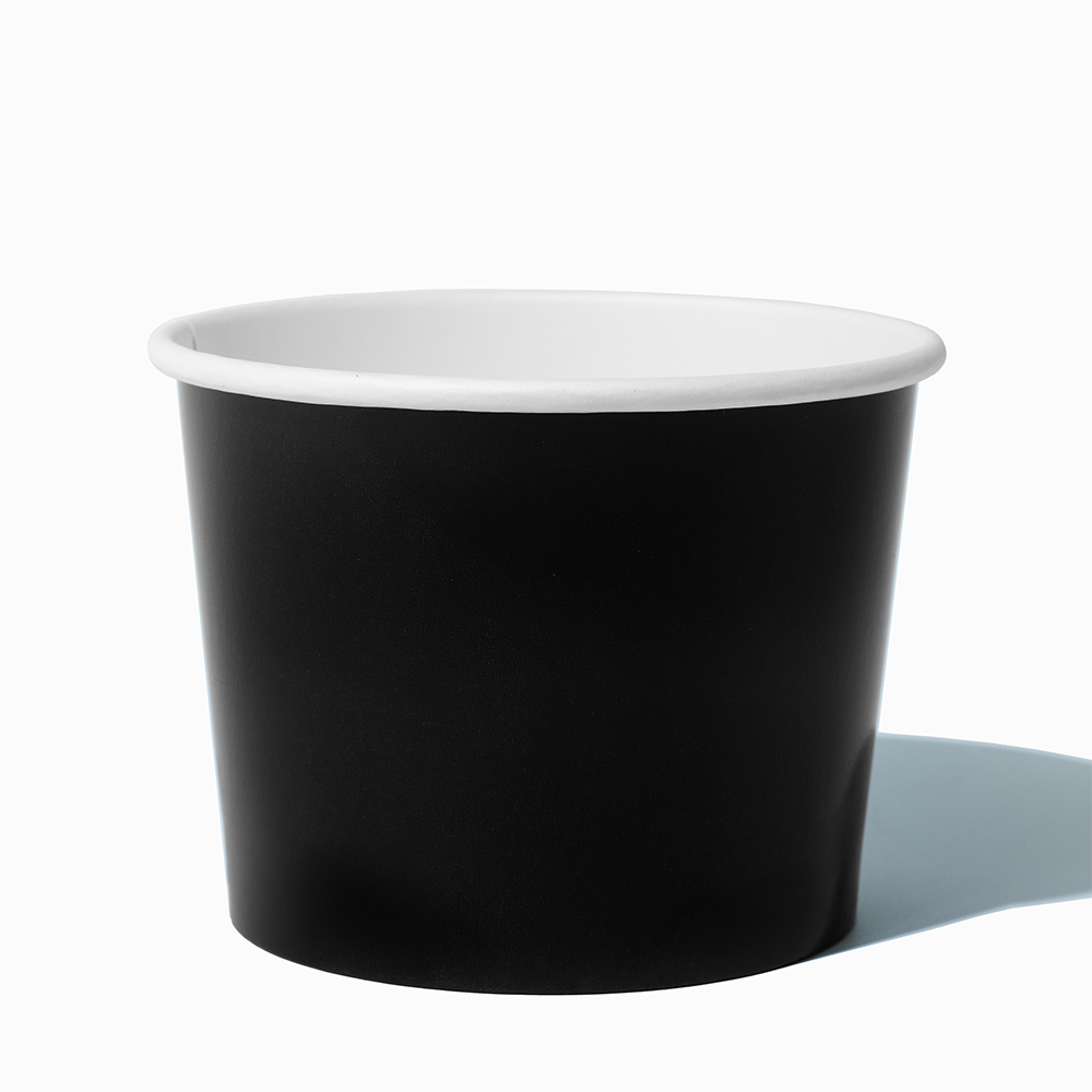 16 oz Black double-poly bulk paper pint container for hot soup and takeout