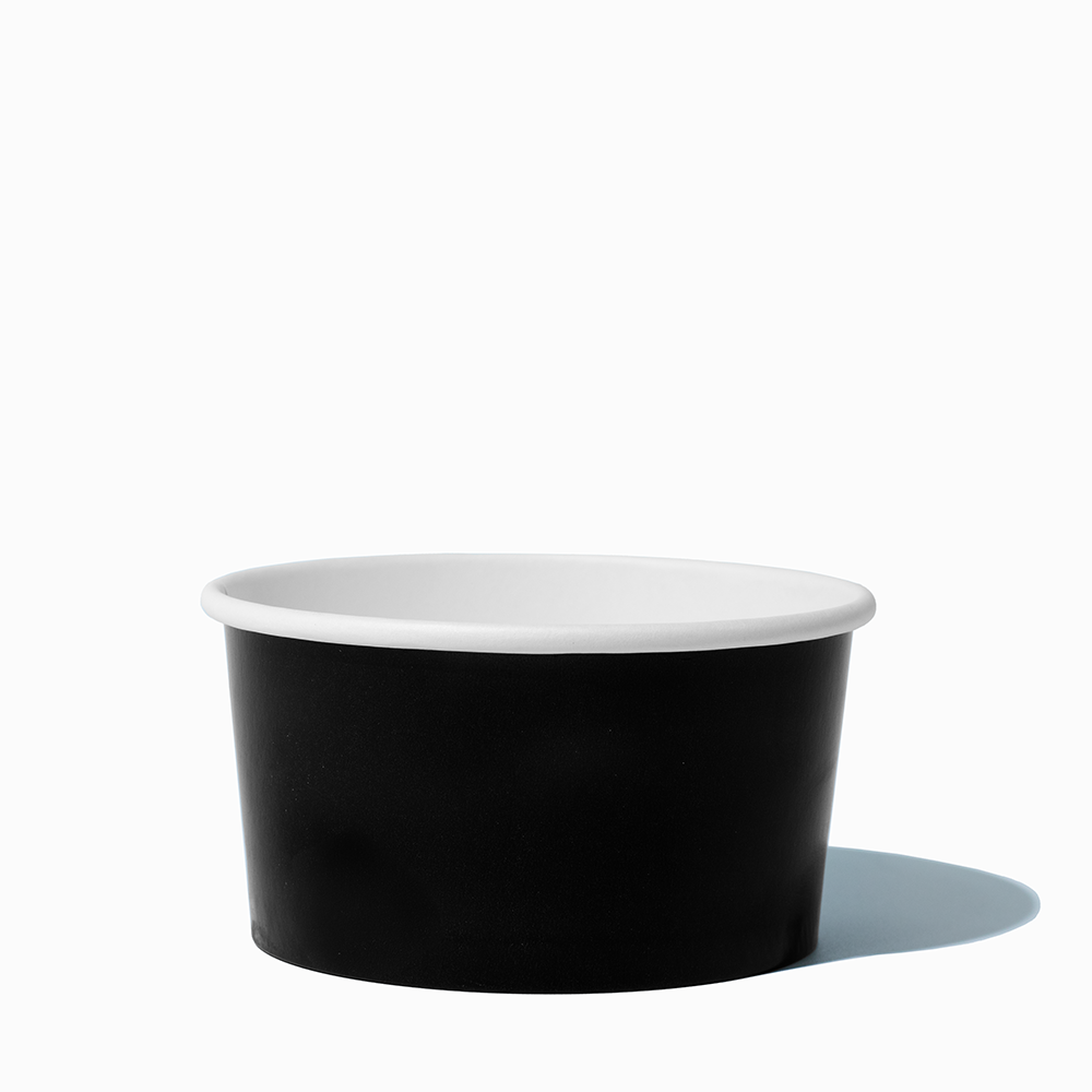 6 oz Black paper ice cream bowls for frozen yogurt and sundaes