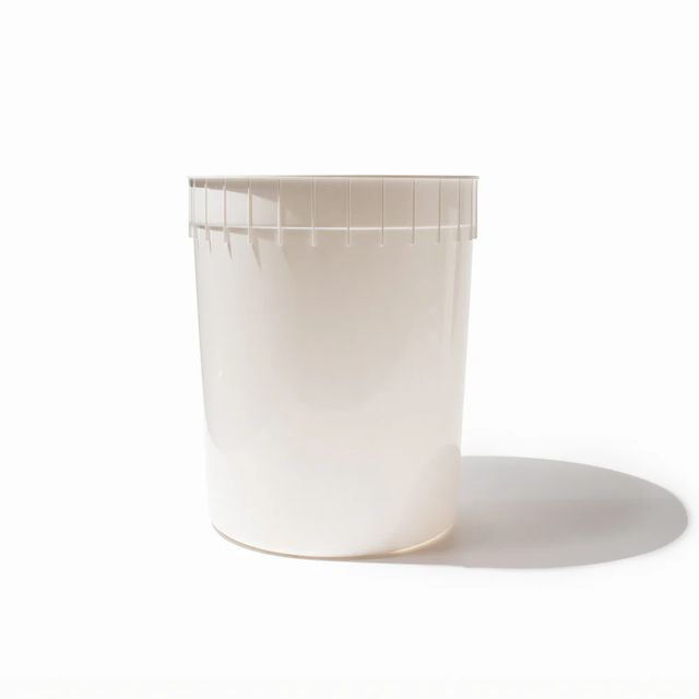 3-gallon industry standard ice cream dipping cabinet tub - Bulk white HDPE plastic.