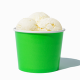 12 oz Green paper food bowl shown with a large serving of frozen dessert