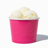 12 oz Pink paper food bowl shown with a large serving of frozen dessert
