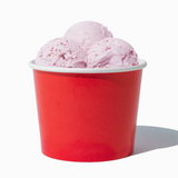 12 oz Red paper food bowl shown with a large serving of frozen dessert