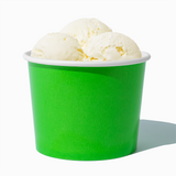 16 oz Green paper pint container filled with a family-sized ice cream portion