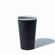UNIQ 16 oz single-wall black hot paper coffee cup for wholesale cafe beverage service and lattes.
