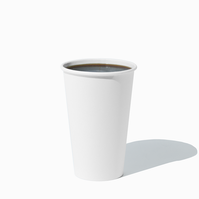 UNIQ 16 oz single-wall white hot paper coffee cup for wholesale to-go specialty coffee and tea service.