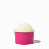 3 oz Pink paper cup filled with a mini ice cream scoop for portioned food tasting.