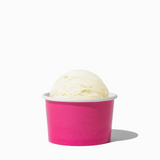 4 oz Pink ice cream cup shown with a fresh scoop of dessert for party catering