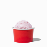 4 oz Red ice cream cup shown with a fresh scoop of dessert for party catering