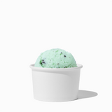 4 oz White ice cream cup shown with a fresh scoop of dessert for party catering