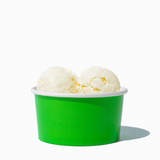 6 oz Green paper ice cream bowl filled with a scoop of ice cream