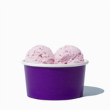 6 oz Purple paper ice cream bowl filled with a scoop of ice cream