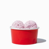6 oz Red paper ice cream bowl filled with a scoop of ice cream