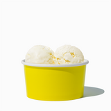 6 oz Yellow paper ice cream bowl filled with a scoop of ice cream