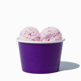 8 oz Purple bulk ice cream container filled with two scoops of cold treats
