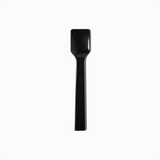Black flat-edge plastic gelato spoon - Single close-up for sleek, modern dessert shops.