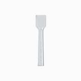 Clear flat-edge plastic gelato spoon - Single close-up for a clean commercial aesthetic.