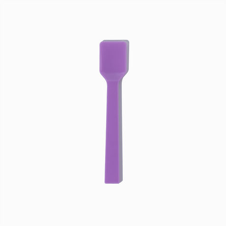 Purple flat-edge plastic gelato spoon - Single close-up for specialty parlors.