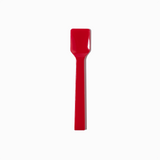 Red flat-edge plastic gelato spoon - Single close-up for commercial Italian ice presentation.