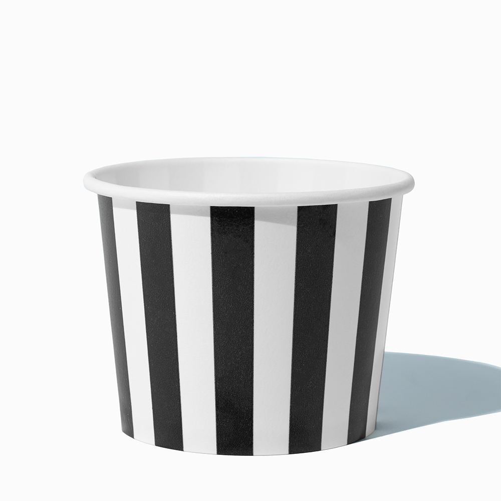 12 oz Black Striped double-poly heavy-duty paper soup bowl for restaurants