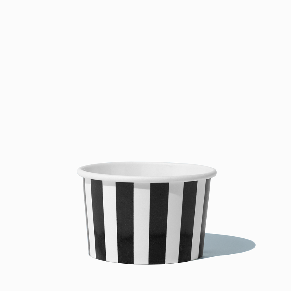 4 oz Black Striped disposable paper ice cream cups for parties and dessert shops