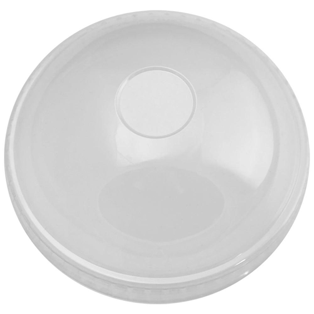 12 oz clear PET dome lid, top view