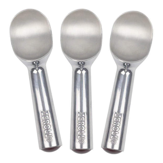 4 oz commercial Zeroll ice cream scoop - Heat-conductive aluminum handle for hard-dipped desserts.